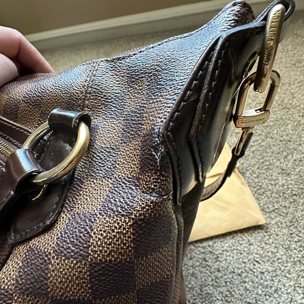 Authentic Louis Vuitton Damier Ebene Evora MM Adjustable Handbag Tote RETIRED - Picture 11 of 16